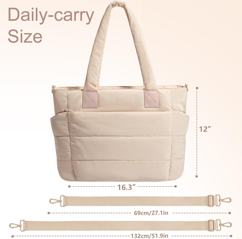 GASSDA Tote Bag for Women Puffer Tote Bag Large Nurse Bags Shoulder Handbag with Zipper for Work Travel - Image 3